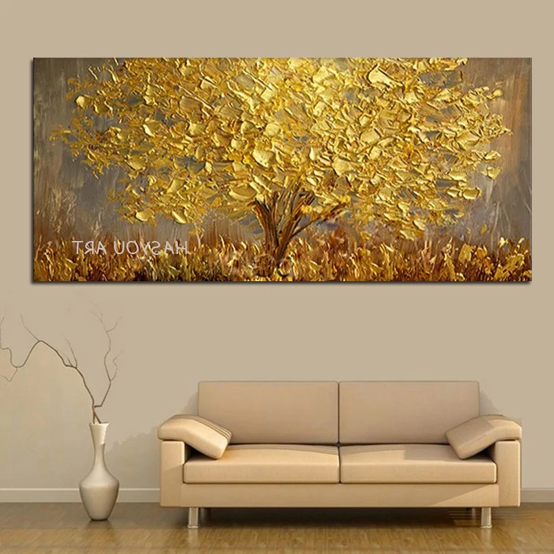 Ручная роспись нож золотое дерево уличная живопись маслом на холсте абстрактные