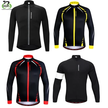 

WOSAWE Autumn Winter Men Cycling Jacket Warm Up Fleece Zipper Pocket Long Sleeve Jersey Clothes Ciclismo MTB Bike Racing jacket