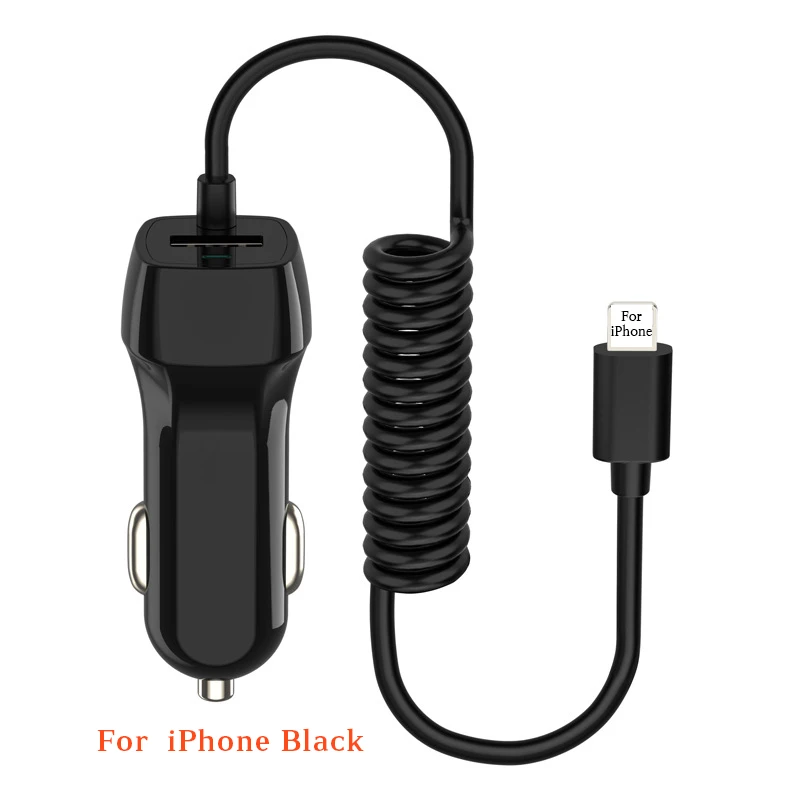 For iPhone Быстрая зарядка 5 в 2,4 А для samsung S8 Plus Xiao mi Red mi Note 5 7 Note 8 Pro mi 8 Lite 9 SE автомобильное зарядное устройство с кабелем для iPhone 6 7 8 - Тип штекера: For iPhone