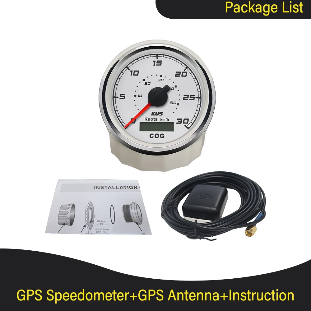KUS New 85mm GPS Speedometer 0-30 knots 0-60 knots(0-55 km/h 110 km/h) with Red/Yellow Backlight for Marine Boat Vessels