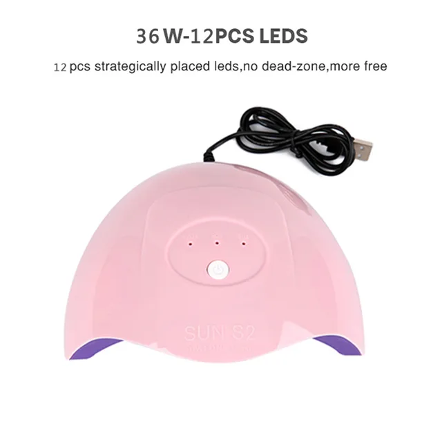 36W UV LED Lamp Nail Dryer Machine Portable USB Cable Home Use Light Uv Gel Varnish Curer 12 Leds Lamp Nail Art Manicure Tool 2