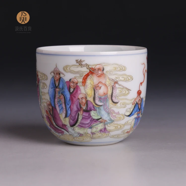 JUHETANG королевская печь порошок Эмаль Фарфор Ручной работы 18 arhats чайная чашка Цзиндэчжэнь фарфор керамический чайный набор Высококлассные Подарки