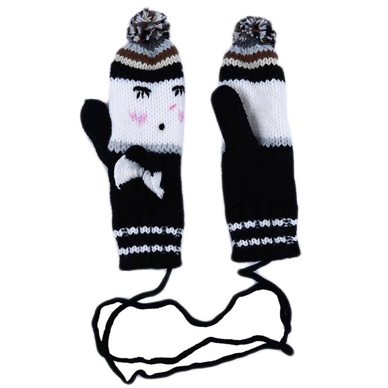 Зимние Мультяшные перчатки на полный палец, варежки для женщин, Invierno Mujer, акриловые теплые плотные перчатки, модные наручные перчатки для девочек