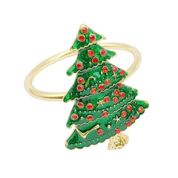 

6PCS Hotel Napkin Ring Christmas Tree Napkin Circle Party Table Decor Napkin Buckle Dinner Wedding Brithday New Year Party