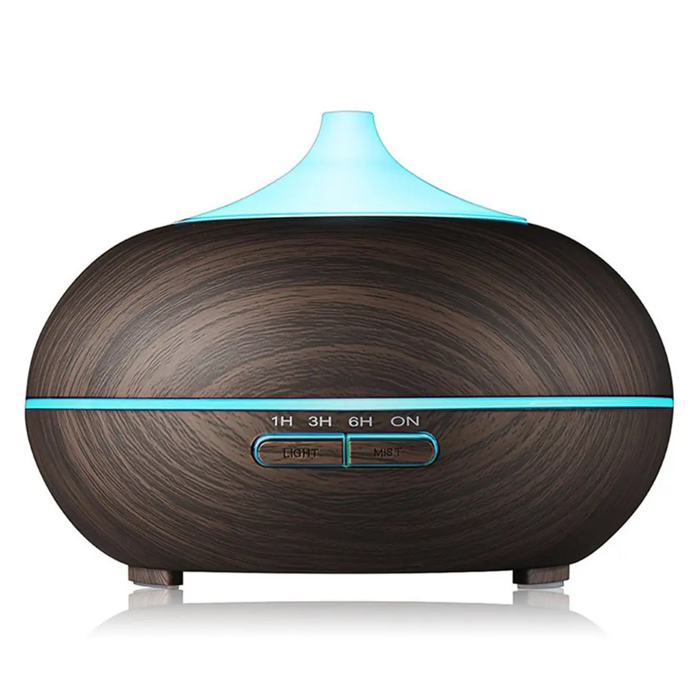 

550ml Remote Control Ultrasonic Air Humidifier Aroma Essential Oil Diffuser with Wood Grain 7 Color Changing LED Lights