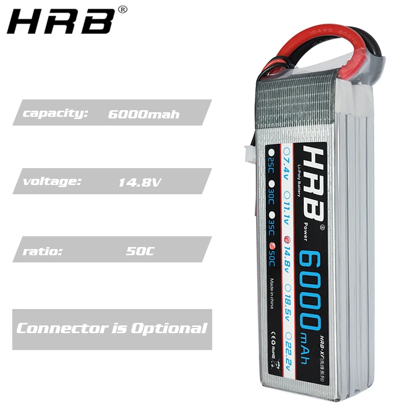 2 шт. HRB Lipo 4S аккумулятор 14,8 в 6000 мАч 50C XT60 T Deans XT90 EC5 XT90-S для FPV Дрон БПЛА Квадрокоптер T-REX самолет автомобиль RC запчасти