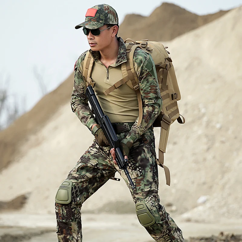 Военная Униформа тактические боевые штаны с наколенниками Tactico cpu камуфляжная одежда Militar Army ACU Униформа CS Одежда для мужчин