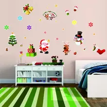 Рождество ПВХ холодильник стикер для рукоделия украшения водонепроницаемый фрески Санта Снеговик эльки