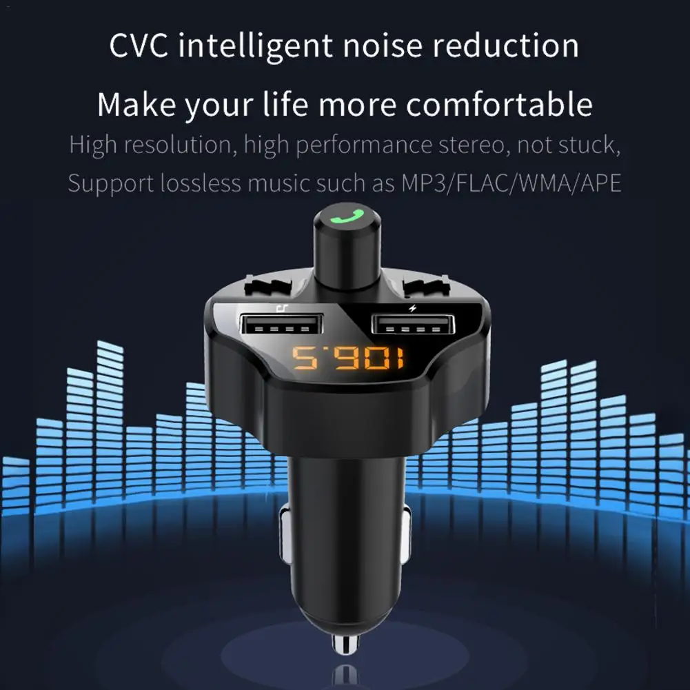 Автомобильный Bluetooth плеер Музыкальный fm-передатчик USB быстрое зарядное устройство авто fm-передатчик радио трансмиссор MP3 музыкальный плеер Автомобильный Аудио# 5YL