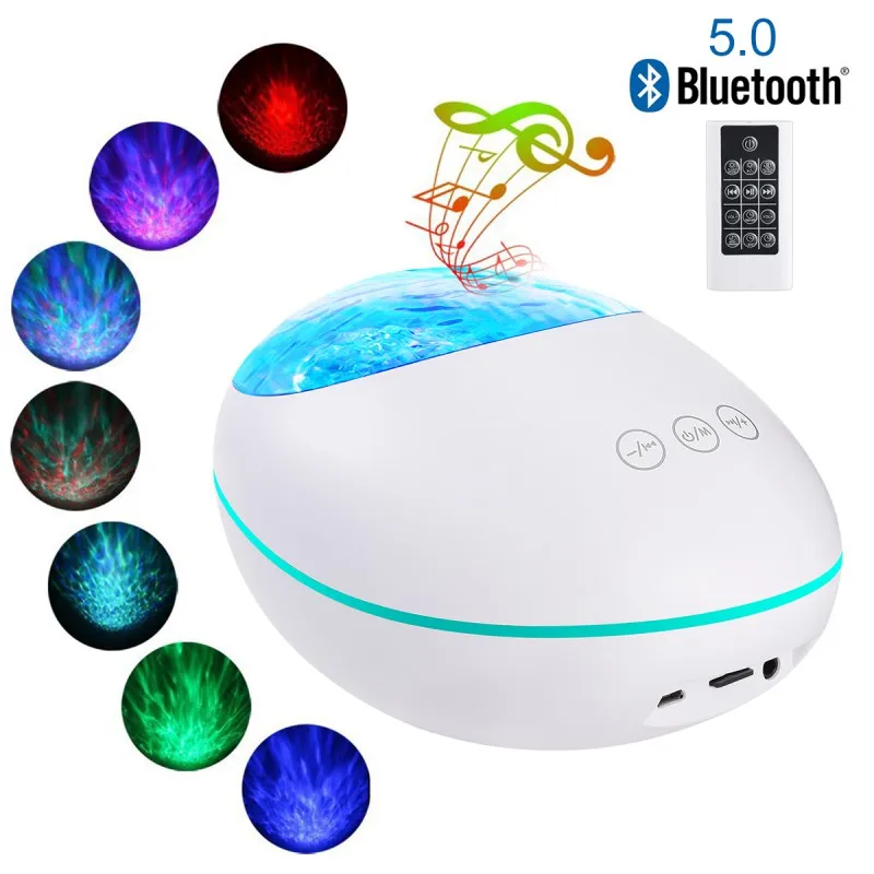 Bluetooth 5,0 Lucky Stone океанская волна проектор 12 Светодиодный 8 цветов меняющийся пульт дистанционного управления Встроенный музыкальный плеер для детской спальни