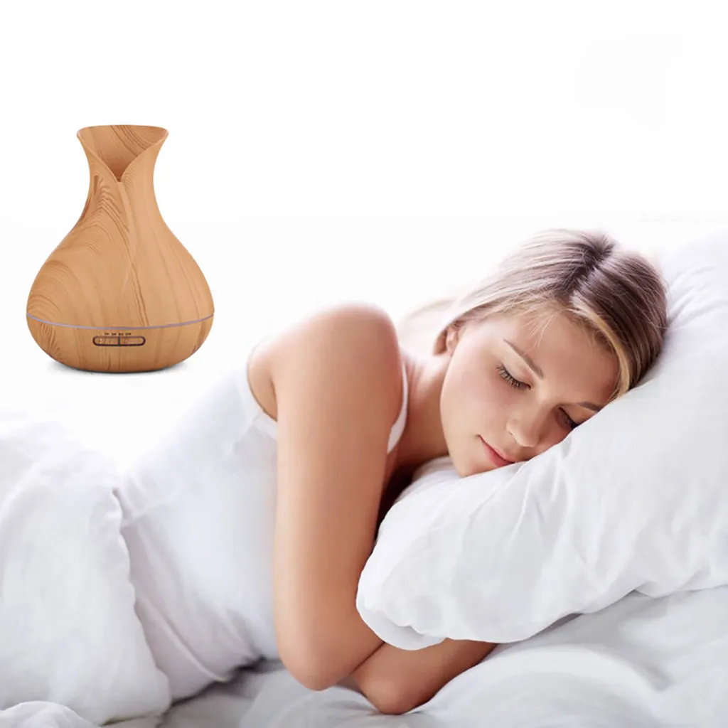 

Diffuser 400ml Oil Diffuser Wood Grain Humidifier 7 Color LED Baby Light airhumidifier airhumidifierspurifier airpurifier