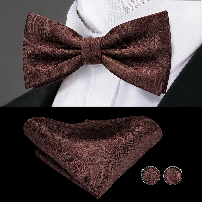 YF- для мужчин s коричневый широкий пояс галстуки-бабочки карманные Квадратные запонки набор мужской Регулируемый плиссированный пояс для смокинга эластичный пояс