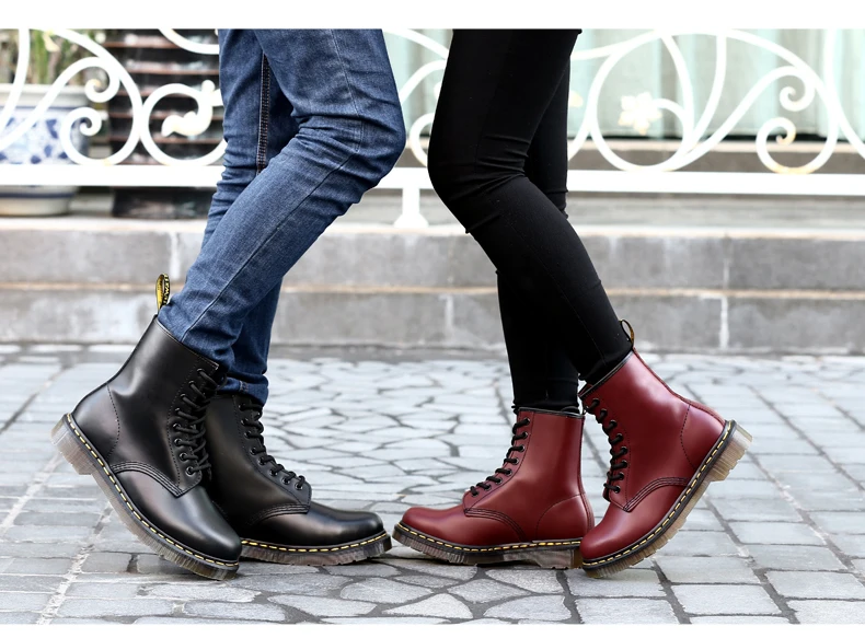 Coturno/женская кожаная обувь Martin; модная зимняя теплая обувь; ботильоны в байкерском стиле; пара ботинок унисекс; 47