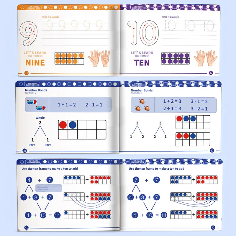 Children Montessori Math Toys Ten-Frames Number Sense Counting Activity Toys Digital Connecting Logic Early Educational Learning