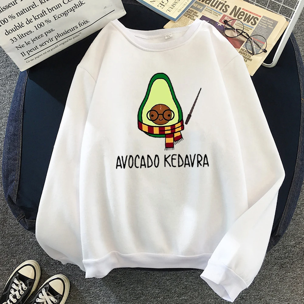 white Зимняя одежда с ворсом авокадо Kedavra Графика принт Для женщин толстовки Kawaii Толстовка Мягкий Кашемировый Свитер оверсайз Толстовка уличная женственные блузы сама по себе - Цвет: white
