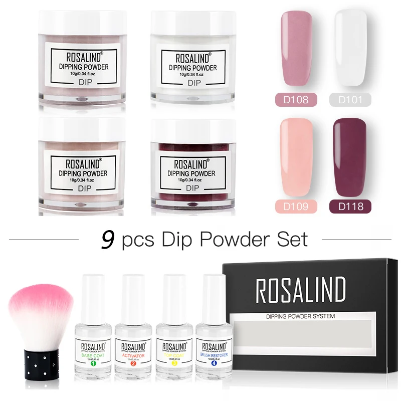 RP-5GELSTOOL-03 ROSALIND Dip порошок Набор голографические наклейки для ногтей блеск набор для украшения ногтей все для маникюра натуральный сухой без лампы - Цвет: RP-5GELSTOOL-03