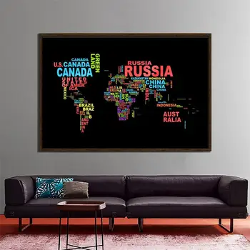 

150x225cm DIY World Map Made With Country Names Pattern For Home Office Wall Decor