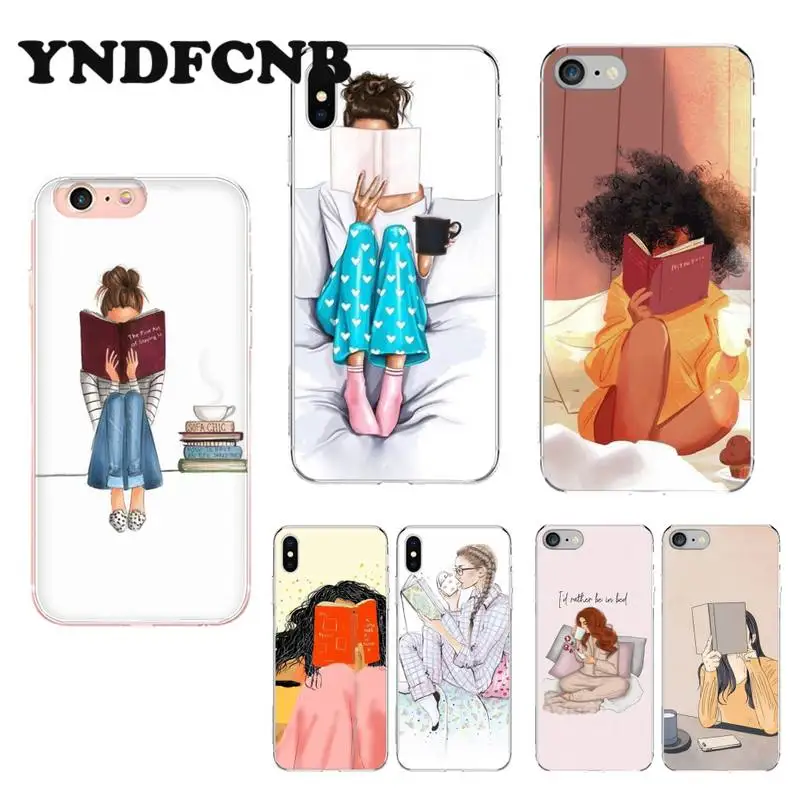 read book and coffee girl Phone Case cute cover for iphone 13 8 7 6 6S Plus X XS MAX 5 5S SE XR 11 11pro promax | Мобильные телефоны