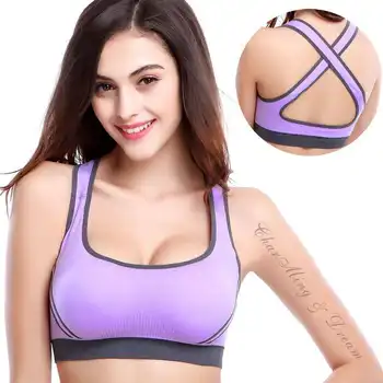 

Large Size No Steel Ring Cross Beauty Back Yoga Running Sports Bra Seamless Adjustment Gathering Bra Underwear