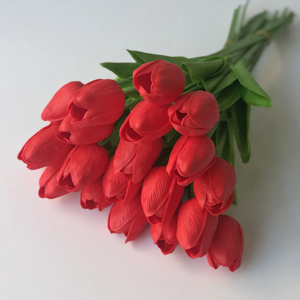 1 шт. искусственные тюльпаны красивые настоящие на ощупь искусственные декоративные искусственные цветы букет невесты декоративные цветы для дома и свадьбы - Цвет: B
