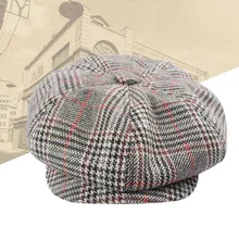 Корейский ретро восьмиугольная шапка берет для новорожденного теплые шапки осень/зима для мужчин и женщин красивый плед Повседневная шляпа берет