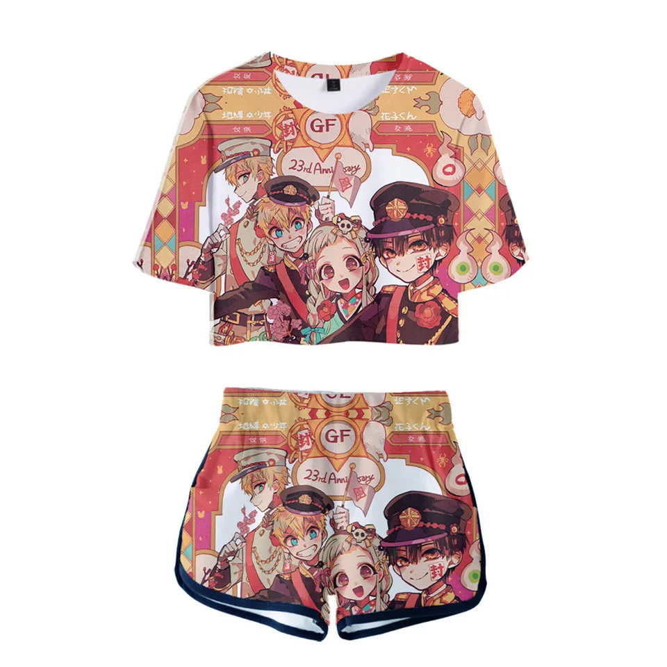 

2020 Toilet Bound Hanako kun T-shirts shorts Pants Dew navel Sport Girls Short Sleeve Suits Sexy Girls Summer Two Pieces sets