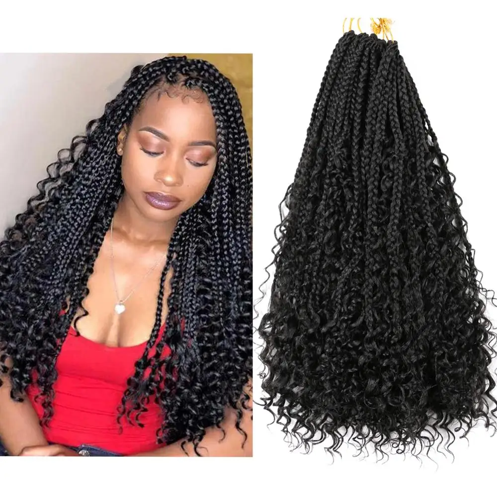 

DAIRESS 22" Goddess Box Braids With Curls Boho Braids 12Roots Box Braids Crochet Hair With Curly Ends Synthetic Braiding Hair