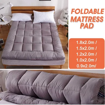 

10cm Thick Polyester Mattress Pad Gray Comfortable Topper Cover 10cm Deep Fitted Bed Sheet High Quictly Ergonomic 2020 NEW