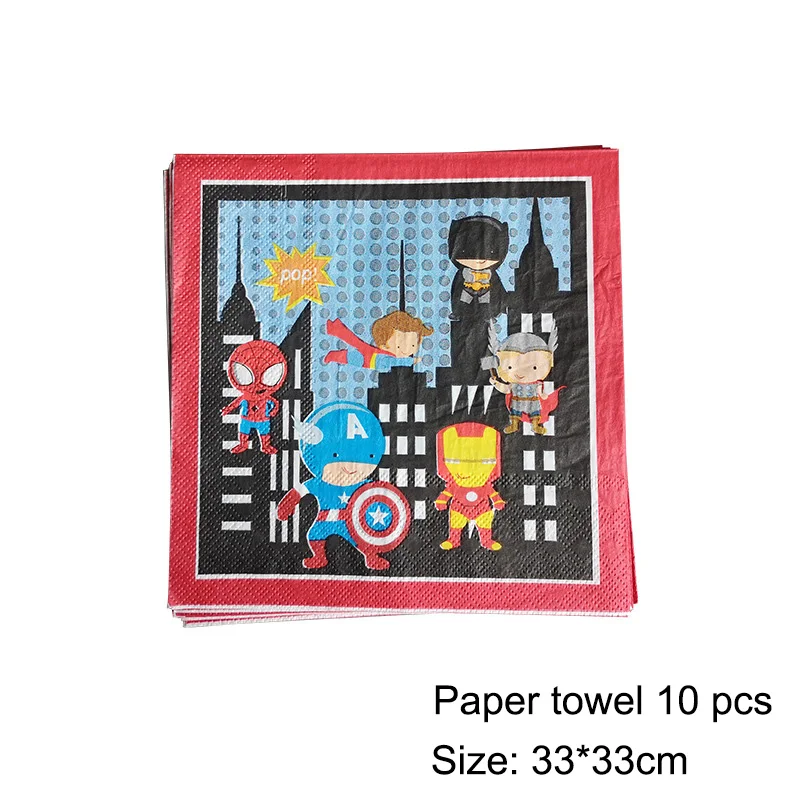 Paper towel 10pcs Вечерние одноразовые столовые приборы «мстители», «супергерой», «Супермен» - Цвет: Paper towel 10pcs