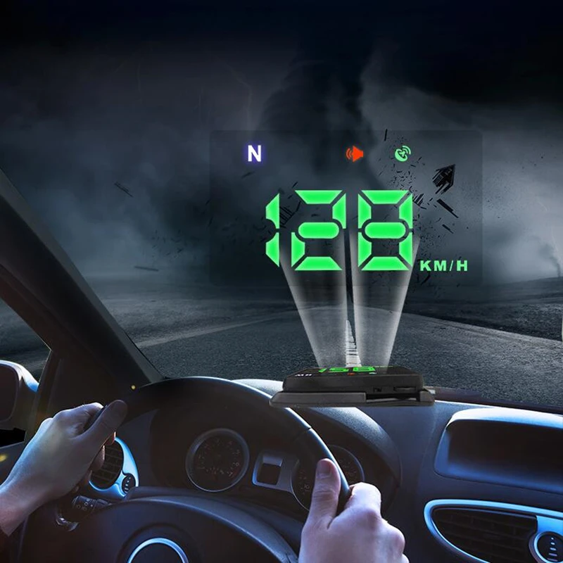 Авто HUD Дисплей gps спутниковой навигации превышение скорости Предупреждение Системы будильник с прожектором лобового стекла автомобиля-Средства для укладки волос