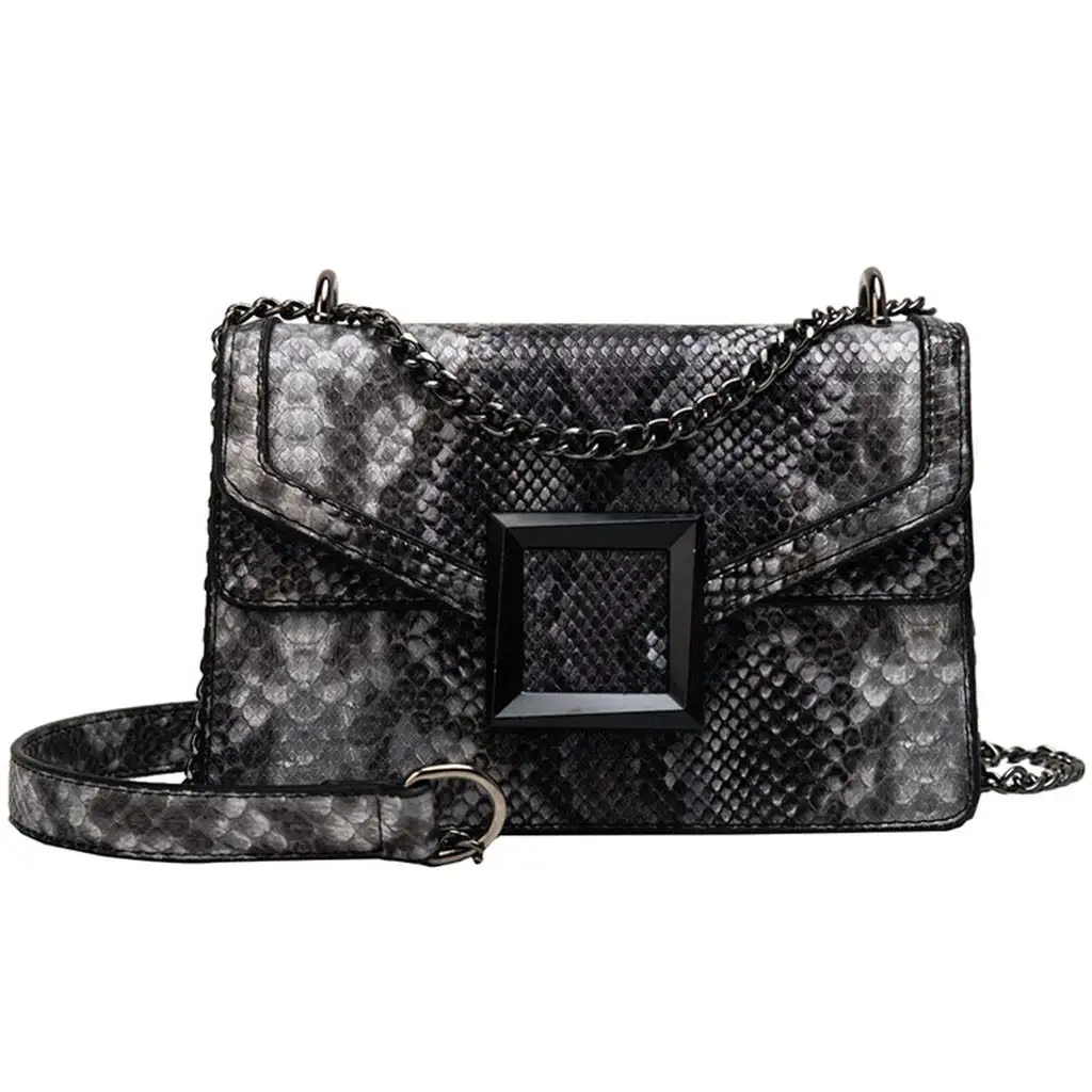 LITTHING женская сумка со змеиным принтом, сумка на плечо, винтажная женская сумка через плечо, роскошная кожаная сумка-мессенджер - Цвет: Black