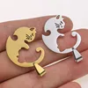 1pcs stainless steel Cute lovely cat charm Necklace Lover Girlfriend Gift Set Valentine's Day For Women Jewelry Paired Pendant ► Photo 3/6