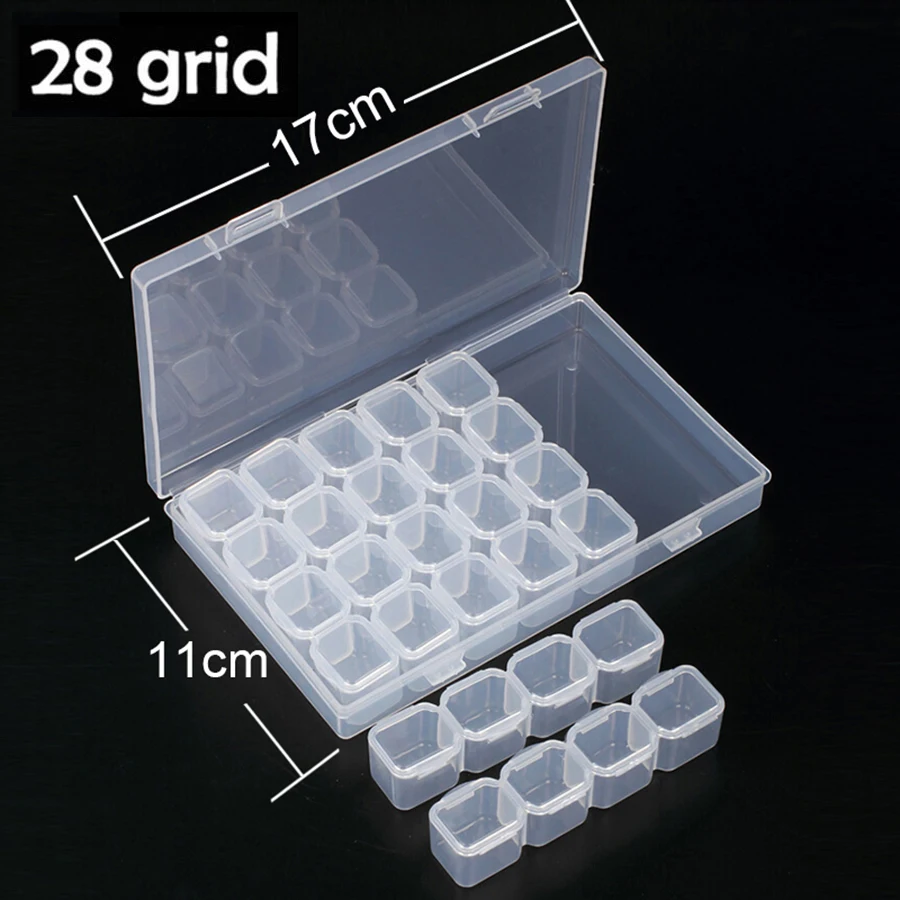 Diy Diamond Painting Accessories Sets 28 Cells Storage Box Sticker Kits Diamond Mosaic Tools Beads Stone Container Organizer Box