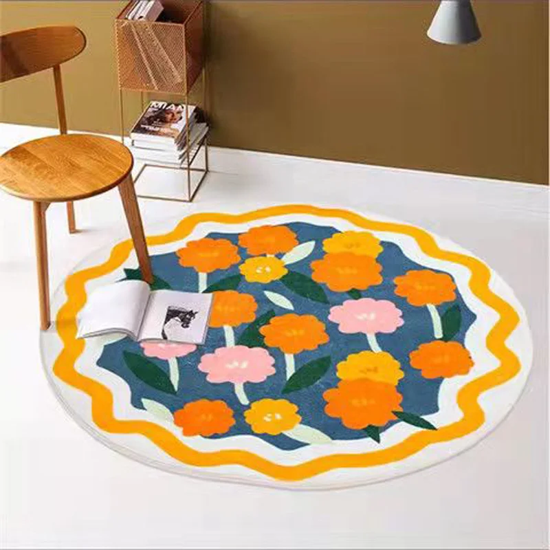 

Скандинавский ковер для гостиной, толстые коврики с принтом, Нескользящие напольные коврики, круглые прикроватные Коврики для спальни, пуш...
