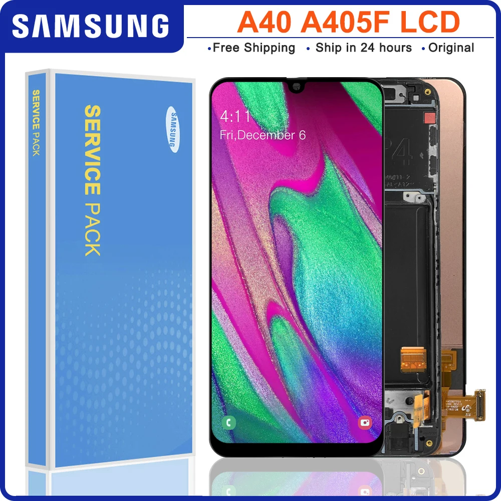 ЖК-дисплей 5 9 ''Super AMOLED для Samsung A40 LCD A405 с сенсорным экраном и дигитайзером в