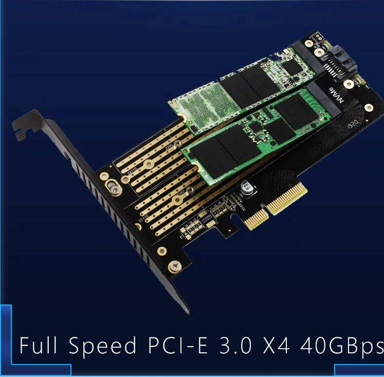 M.2 Накопитель SSD с протоколом NVME NGFF к PCI Express X4 адаптер карта PCIE к M.2 SATA+ NVME двойной диск карта расширения поддерживает M Key plus B Ключ интерфейс