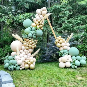 

Global Baby Shower DIY Latex Retro Green Skin Macaroon White Balloon Garland Arch Kit Wedding Backdrop Birthday Party Decor