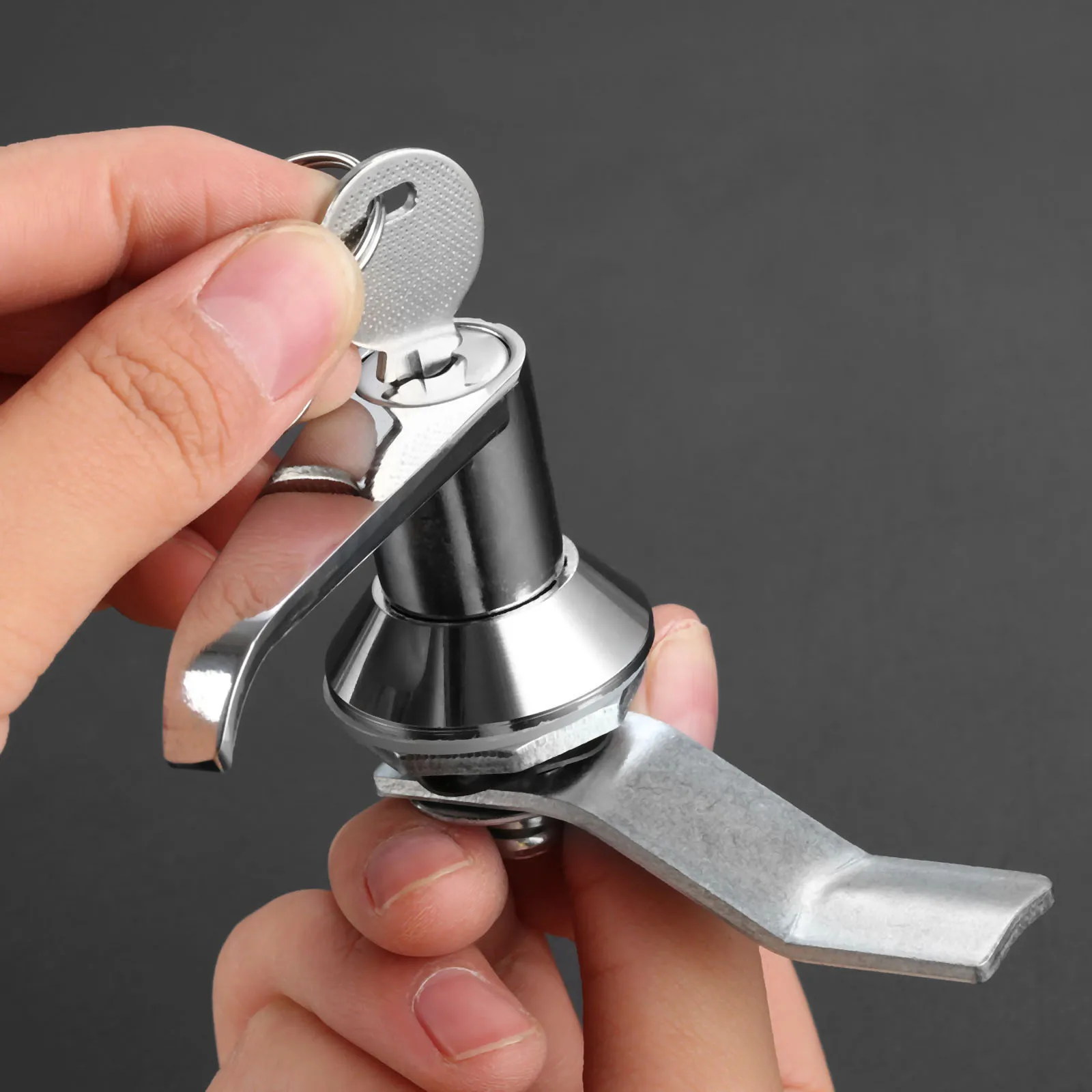 Description Picture 5 of item1pc Handle Lock with 2 keys Panel Mount Cam 76mm Zinc Alloy Cabinet Door Mailbox Power Distribution Cupboard Box Locker Plate