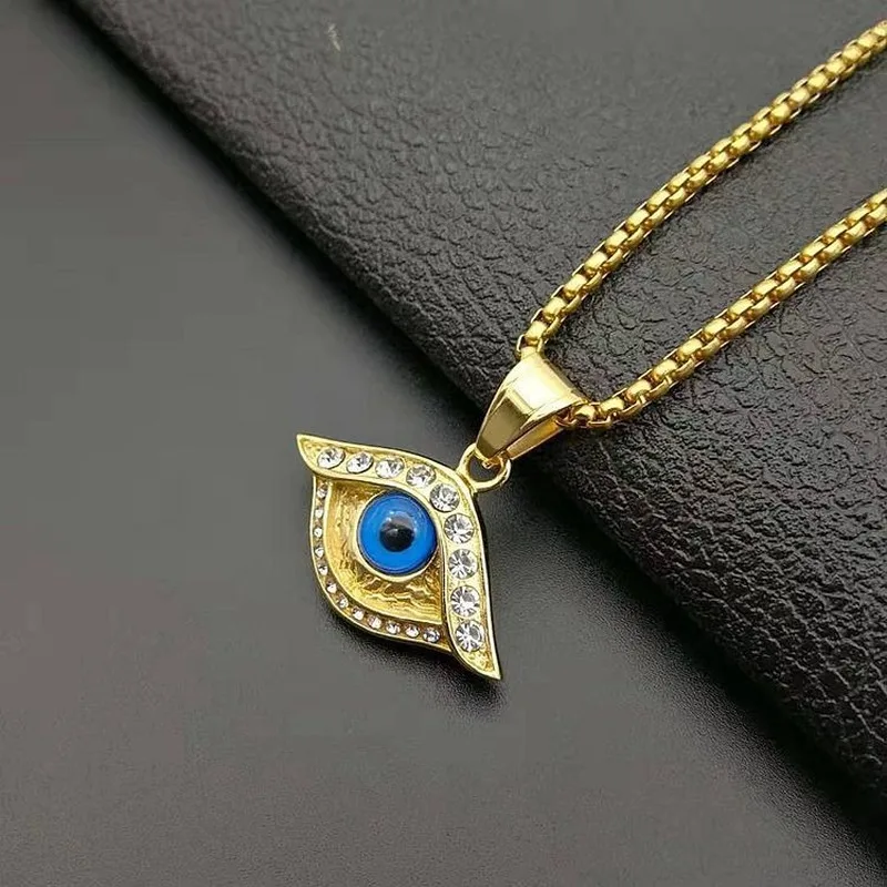 Камень синий сглаза Кристалл амулет ювелирные изделия для женщин мужчин Серебро Золото Нержавеющая сталь турецкие ожерелья