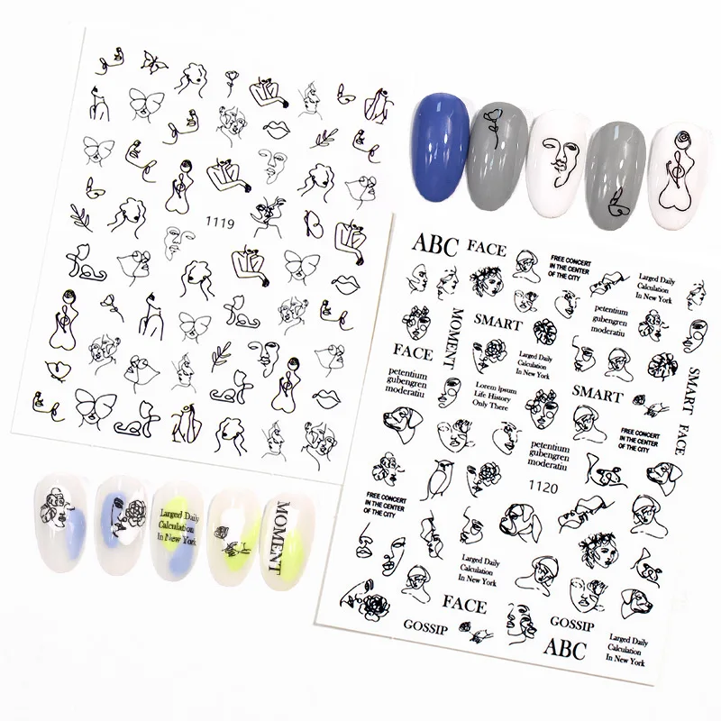2021 маникюрные новые наклейки для ногтей абстрактные сексуальные женские