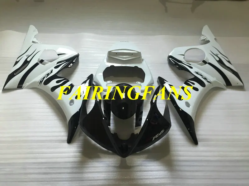 Мотоцикл обтекатель комплект для YAMAHA YZFR6 03 04 05 YZF R6 2003 2004 2005 YZF600 пламя Белый Черный Обтекатели Кузов+ подарки YJ39