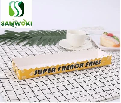 

100 pcs Disposable footlong Potato Chips Paper Box chips packing containerchips paper packet Custom made French Fries Box