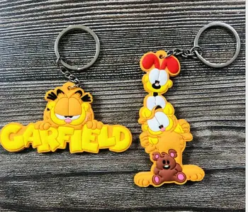 

10pcs cartoon Garfield cats Pluto dogs pvc Double sided women lovely Charms Pendants Key Chain Keychains party toy kids gifts