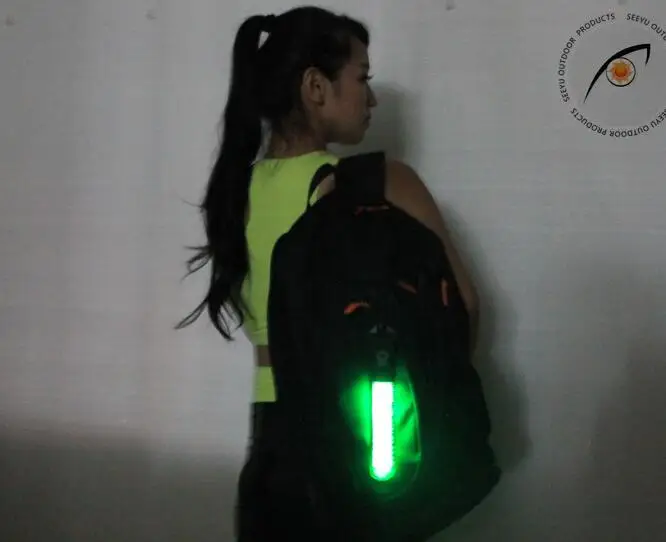 10Pcs Led Reflective Belt Strap Safety Backpack Pendant Light Outdoor Riding Safety Supply Traffic Security Reflective Keychain