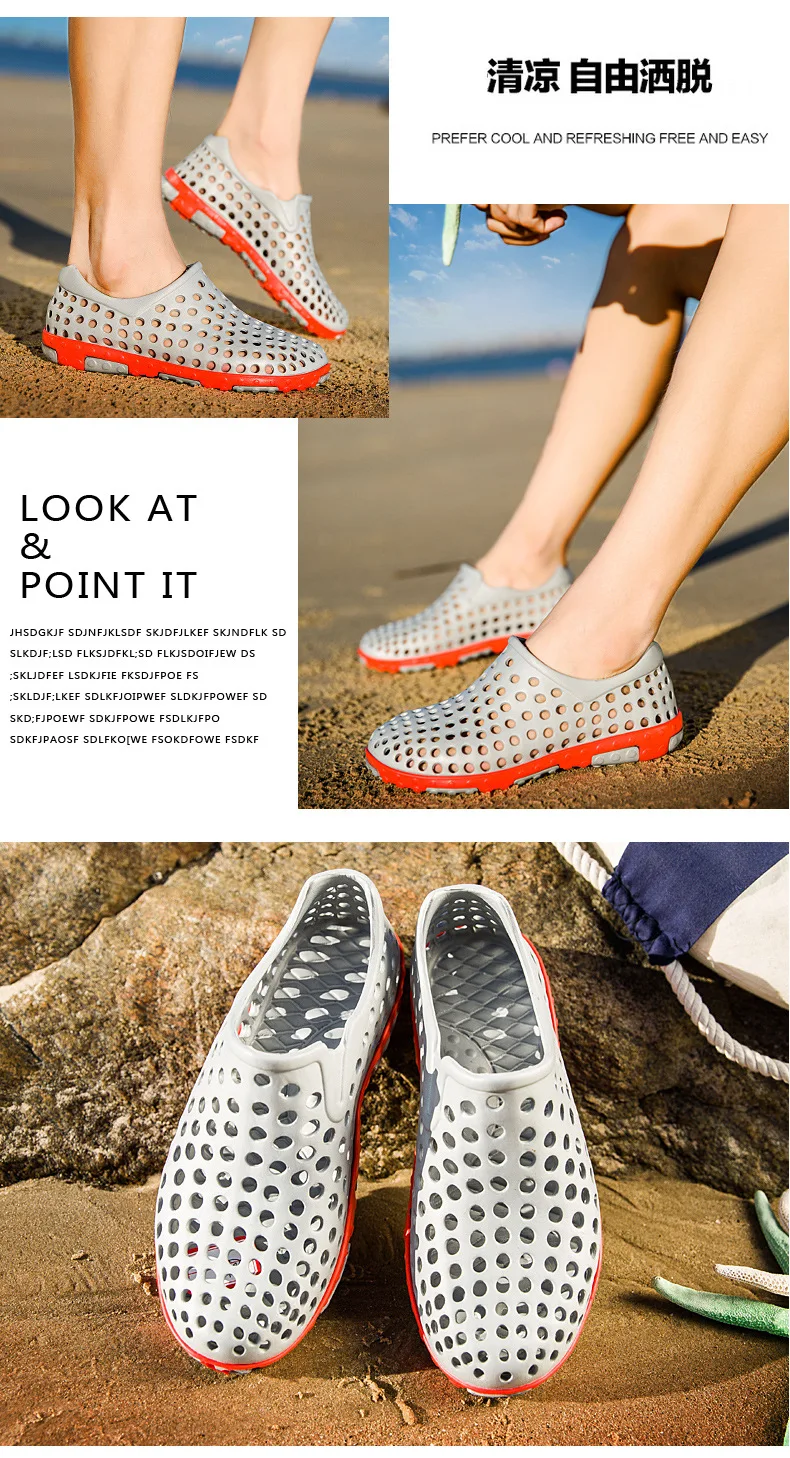 Summer Hot Selling MEN'S Sandals Foot Covering Lightweight Hollow out Breathable Beach Porous Shoes Men's 40-45