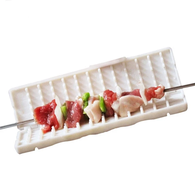 1 Pcs BBQ Tools Meat Grill Skewer Barbecue Grill Needle Box Safety Meat Vegetable String Shish Beef Mutton Kebab Skewers Maker - Цвет: Цвет: желтый