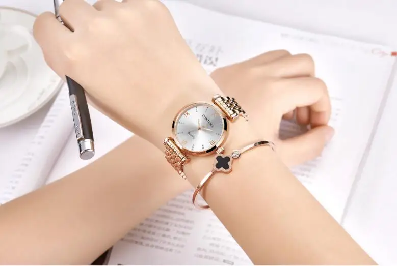 CONTENA Роскошные Buniness полностью Стальные кварцевые Saati Montre Femme Relojes Mujer часы Горячая новые модные наручные часы