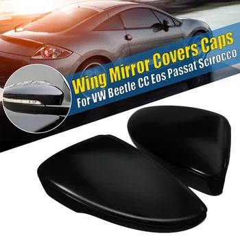 

Pair Car Rear View Mirror Covers Rearview Mirrors Caps For VW Beetle CC Eos Passat Jetta Scirocco