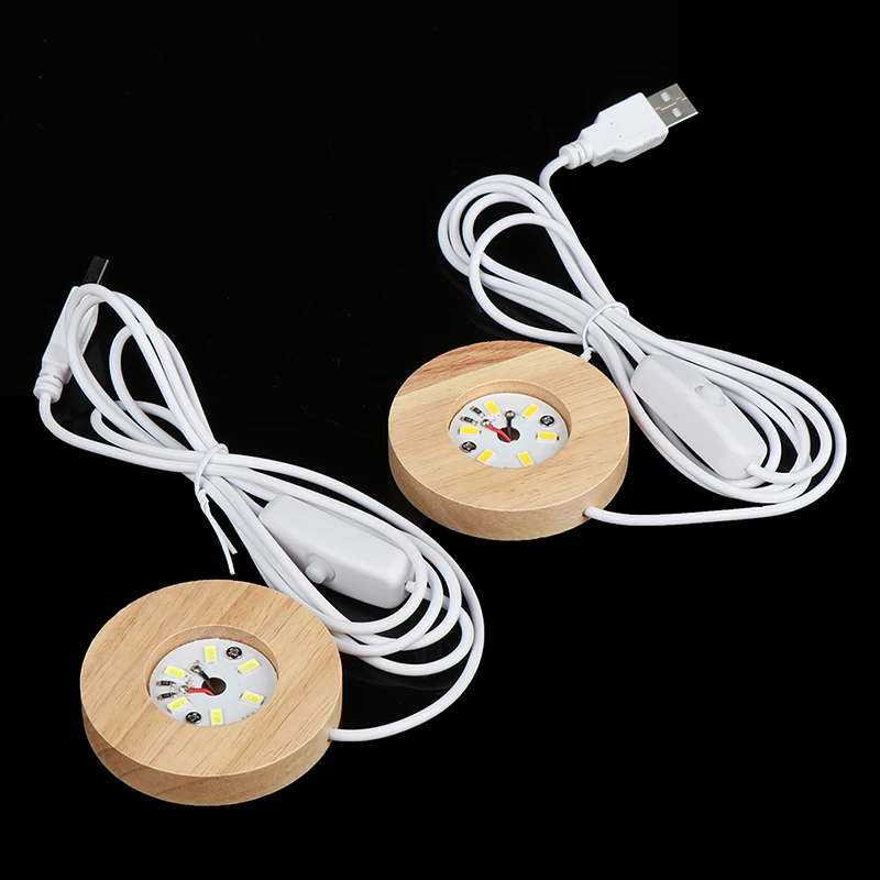 Wood Light Base Rechargeable Remote Control Wooden LED Light Rotating