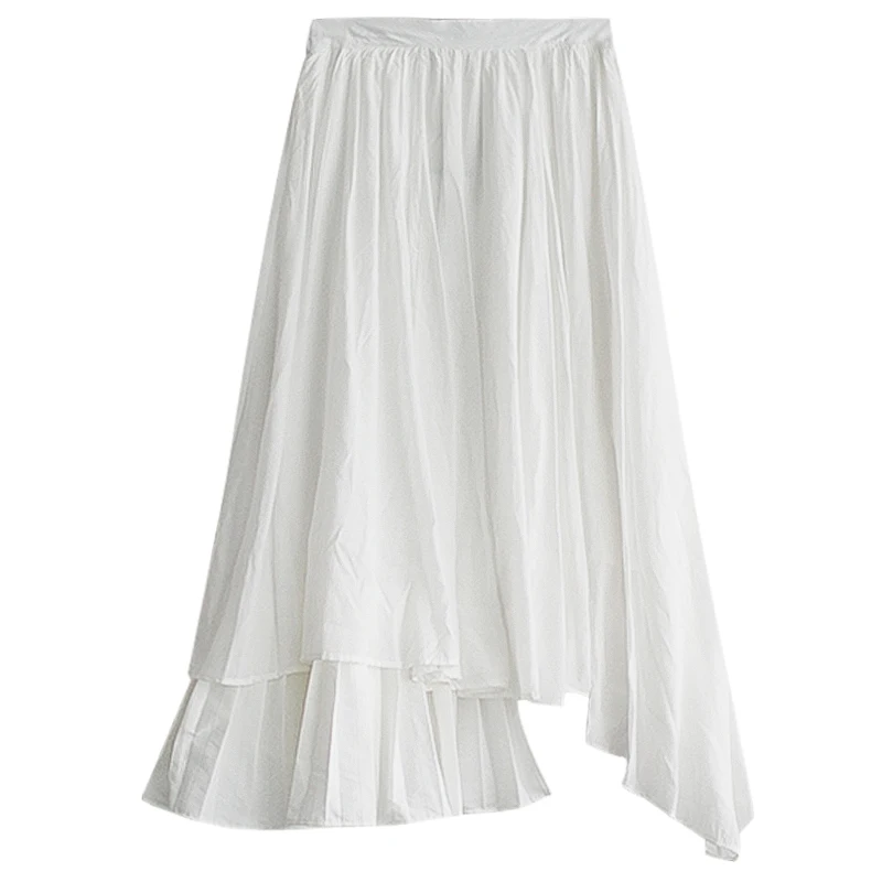 White skirt Новая модная женская длинная юбка макси с разрезом, винтажная Женская плиссированная юбка средней длины, необычная юбка с высокой талией, ZA2418 - Color: White skirt